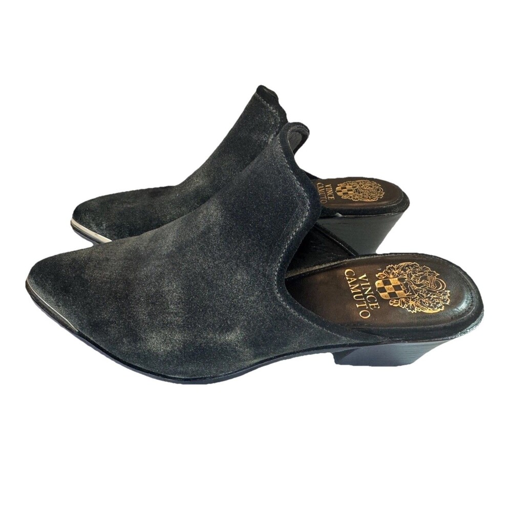 Vince Camuto Point Toe Block Heels Slip-on Mules Karcha Platino Women’s Size 8.5
